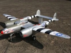 3.1m P-38 Lightning Twin Engine PNP With Retracts, Lights And Servos, Kozy Koza W/Weathering -Fashion Toy Store pkka