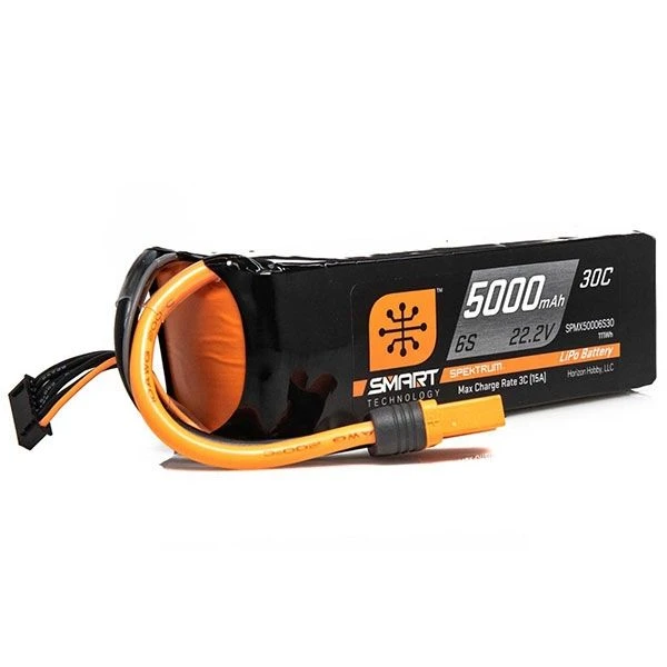 Spektrum 22.2V 5000mAh 6S 30C Smart LiPo Battery, With IC5 Connector 3 Spektrum 22.2V 5000mAh 6S 30C Smart LiPo Battery, With IC5 Connector